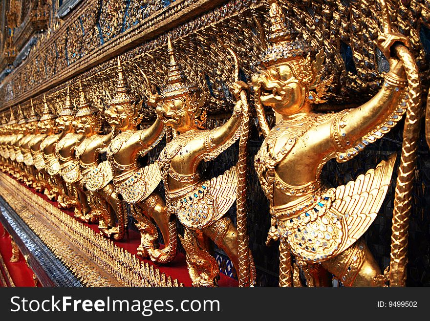 Golden Ancient decoration at Wat Prakaew