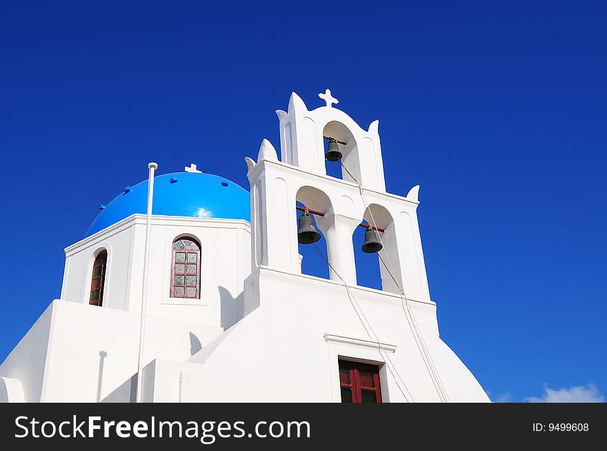 A famous historic white church in Greec