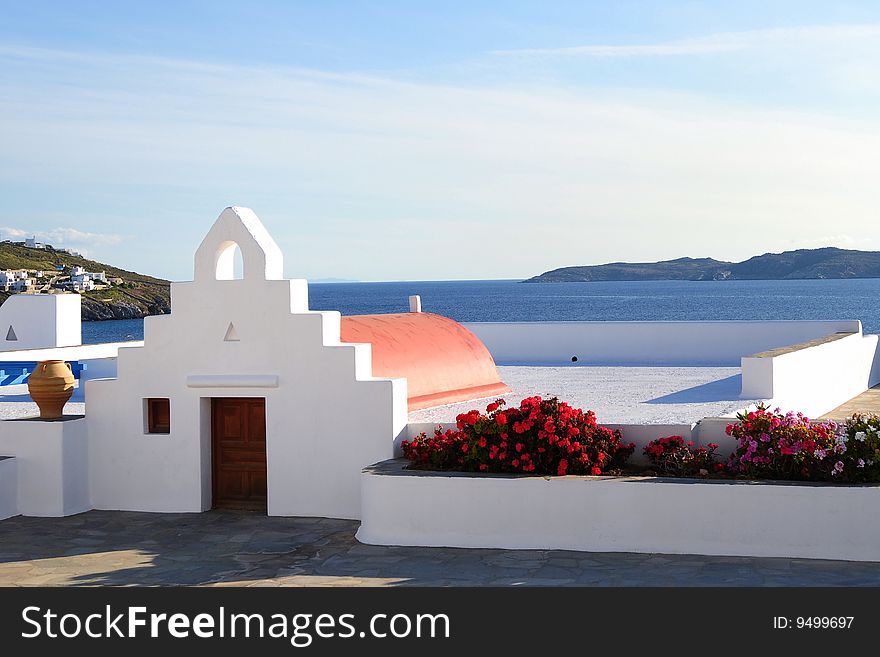 A white small church in Greece