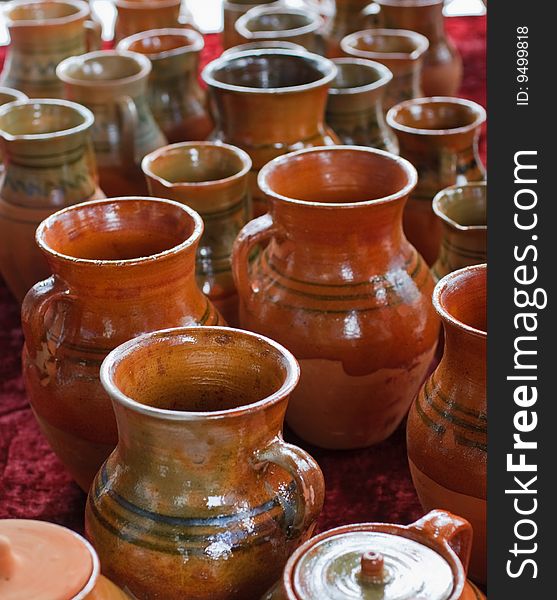 Ceramic jugs of handwork for sale in the market