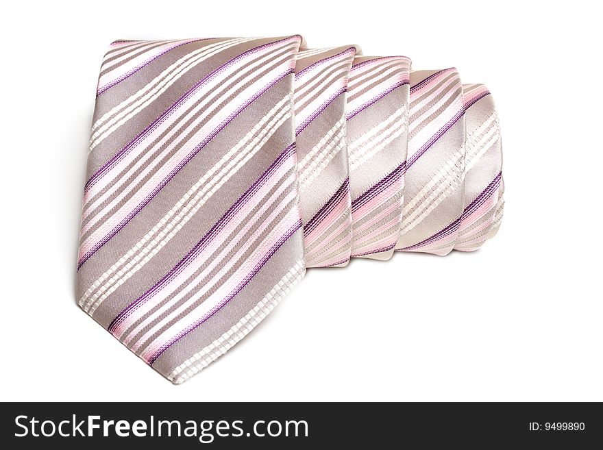 Rose striped tie convolute and is insulated on white background