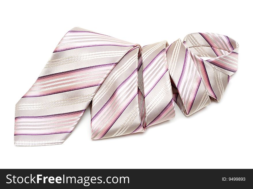 Rose striped tie convolute and is insulated on white background