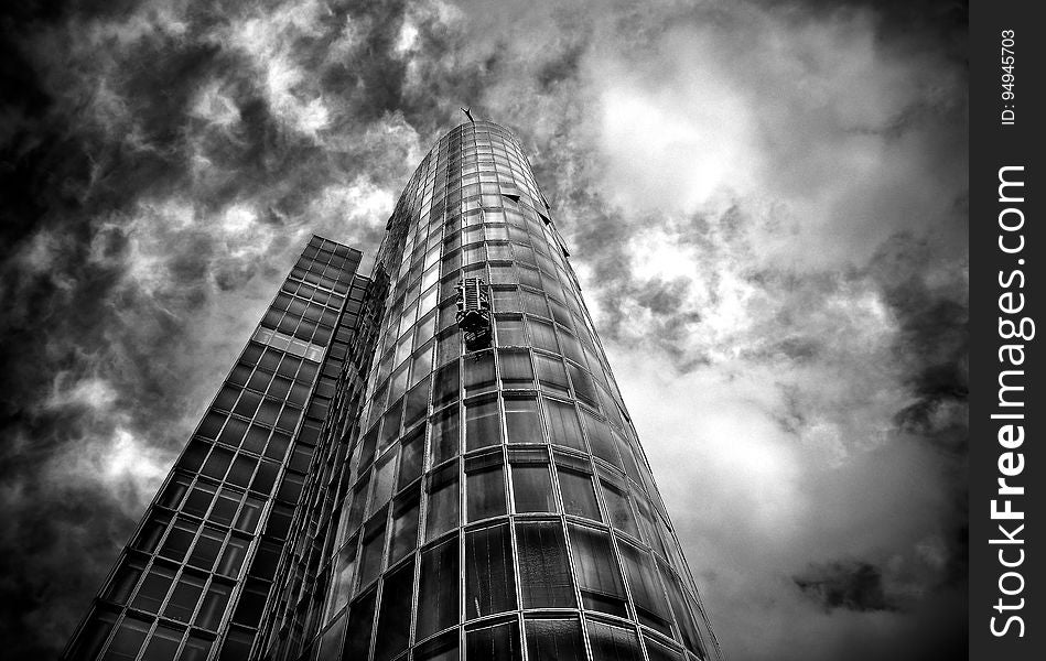 Skyscraper Of Glass And Steel In Black And White