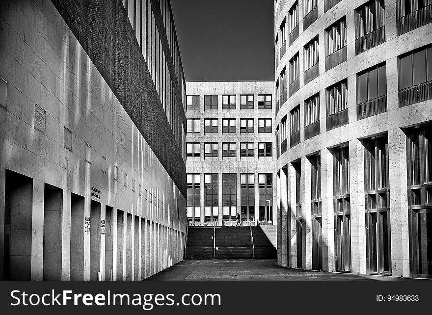 Modern architecture facade in city in black and white. Modern architecture facade in city in black and white.