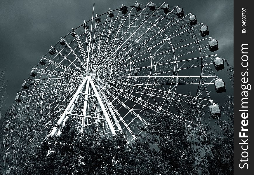 Ferris Wheel In Black And White