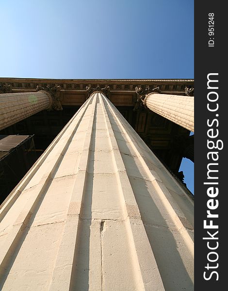 Column of a stone monument, in Paris, France. Column of a stone monument, in Paris, France