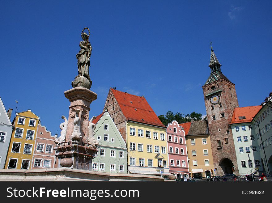 Landsberg man square with colourful houses. Landsberg man square with colourful houses