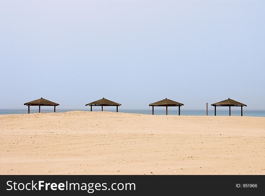 Pergulas on the beach on a hot summer day. Pergulas on the beach on a hot summer day