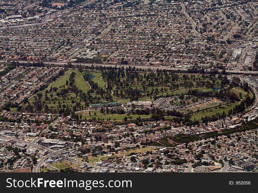 Golf from above, aerial view,Los Angeles