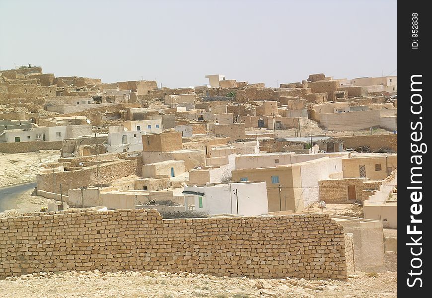 Little village on the desert in Tunisia