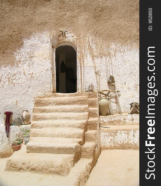 Entrance to Troglodit home in Tunisia