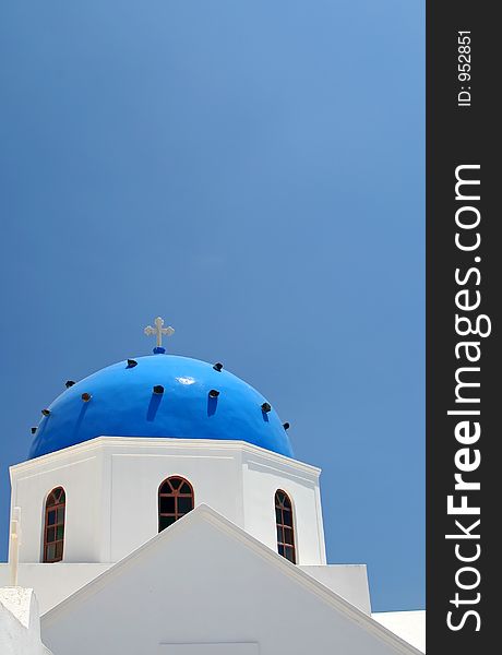 Blue church at Santorini Island, Greece