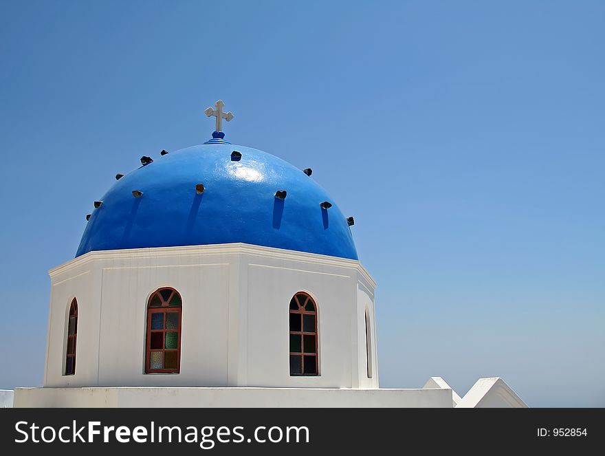 Blue dome church at Santorini Island, Greece. Blue dome church at Santorini Island, Greece