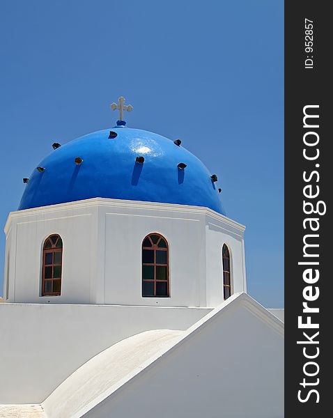 Blue dome church at Santorini Island, Greece. Blue dome church at Santorini Island, Greece