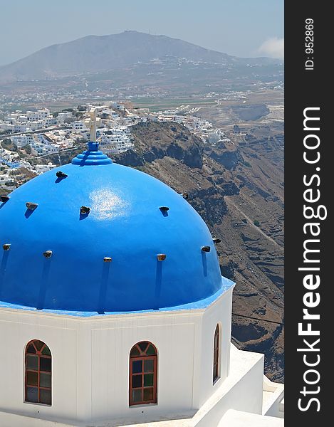 Blue domed church at Santorini Island, Greece. Blue domed church at Santorini Island, Greece