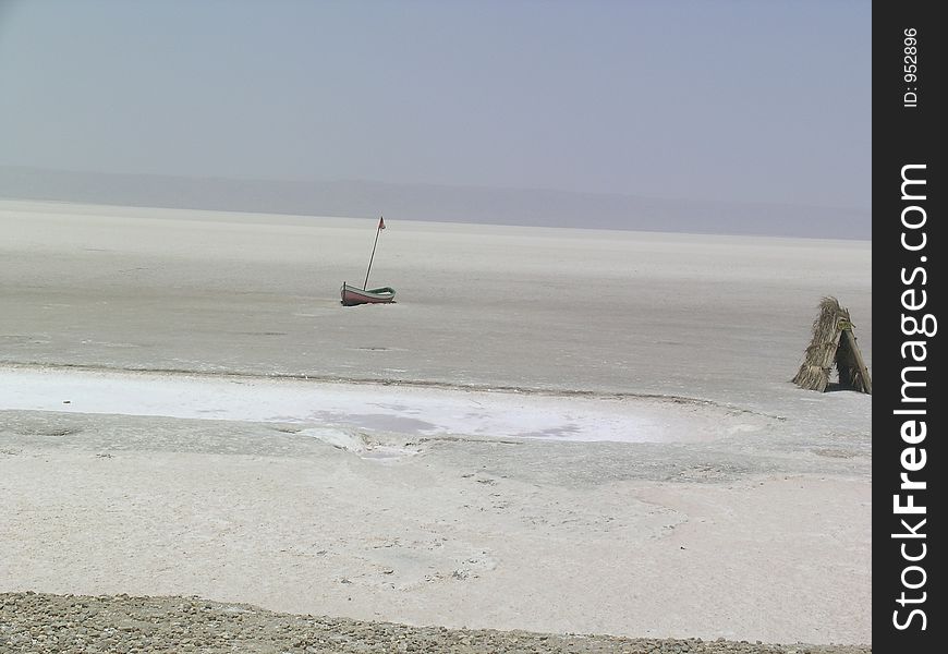 Salt lake Chott el Jerid in Tunisia