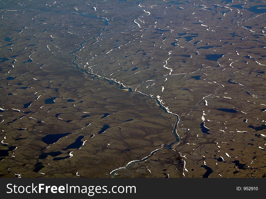 Lakes landscape with some snow melting, Canada