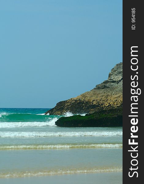 View from a beach in Porth, Cornwall. View from a beach in Porth, Cornwall