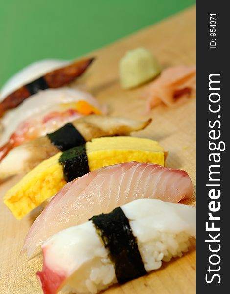 A selection of nigiri sushi