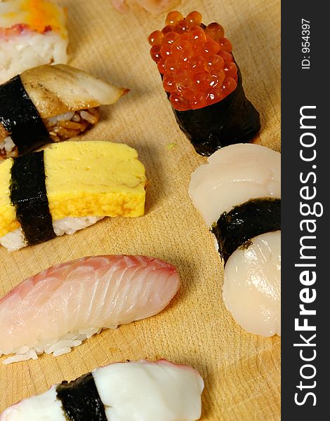 A selection of nigiri sushi