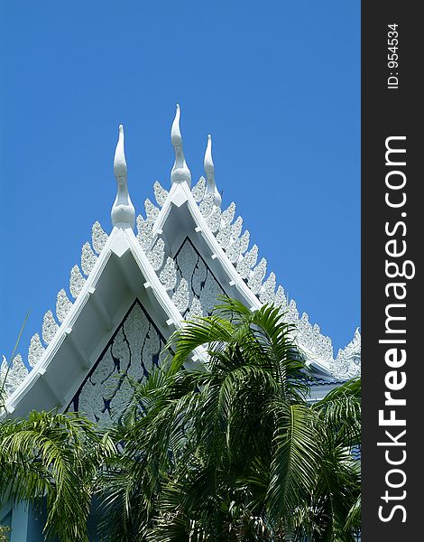 Detail of white Buddhist temple at Wad Yan, Pattaya, Chonburi province in Thailand. Detail of white Buddhist temple at Wad Yan, Pattaya, Chonburi province in Thailand