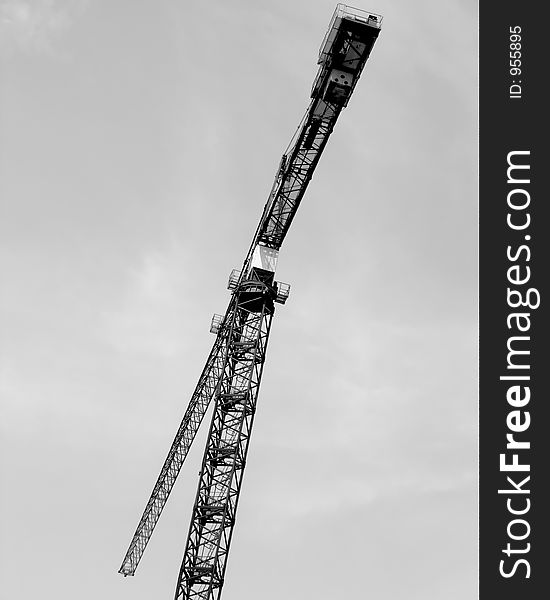 Construction Crane high above in black and white (B&W). Construction Crane high above in black and white (B&W)