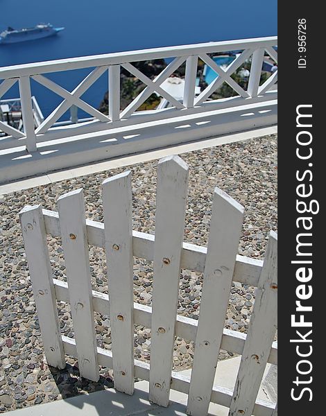 Wooden gate at Santorini Island, Greece