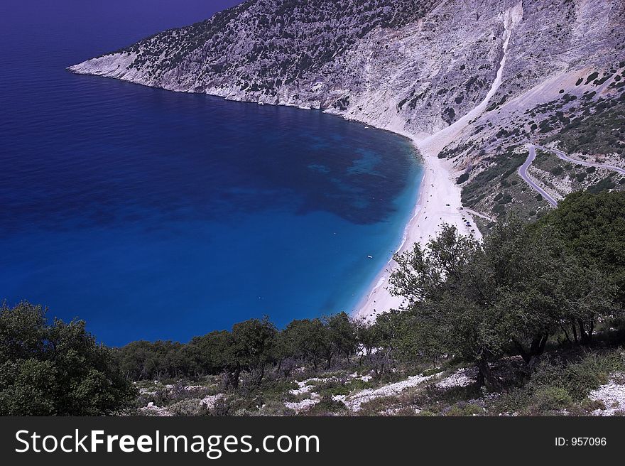 The beach at the Greek Isle of Keffalonia where the movie of Captain Corelli's Mandolin was recorded. The beach at the Greek Isle of Keffalonia where the movie of Captain Corelli's Mandolin was recorded.