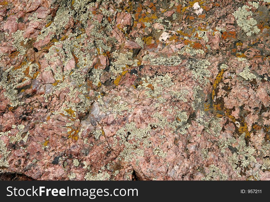 Pink and green colorations on stone. Pink and green colorations on stone