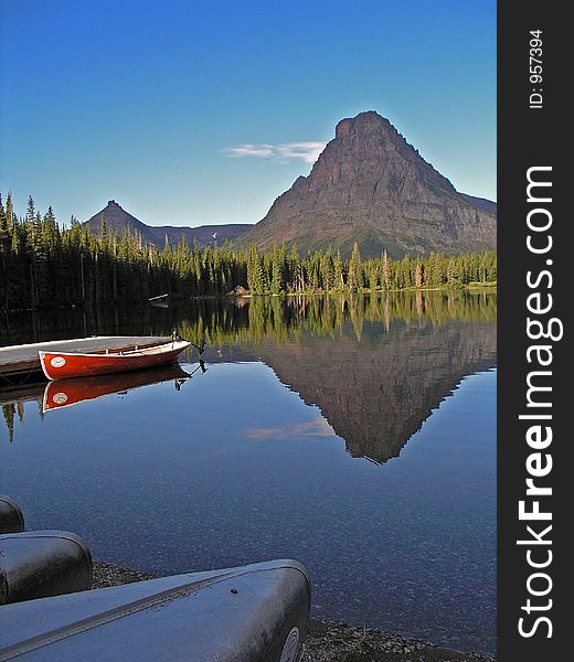 Canoe And Mt Sinopah Reflection