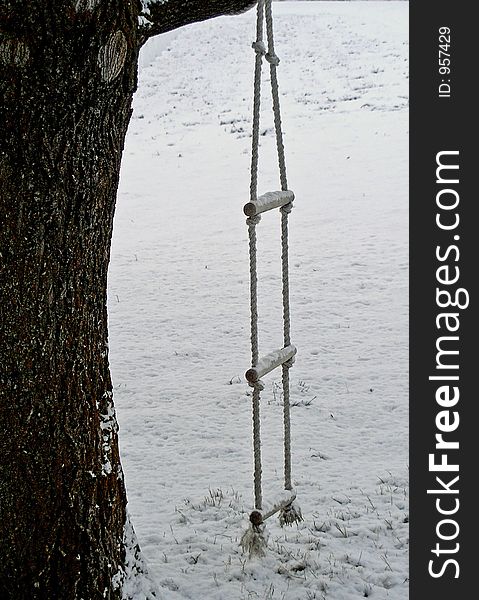 This image of the ladder swing was taken near our home in western Montana during a late winter day. This image of the ladder swing was taken near our home in western Montana during a late winter day.