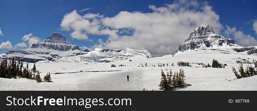 This image of the Logan Pass area in Glacier National Park with the x-country skier was taken in late May. This image of the Logan Pass area in Glacier National Park with the x-country skier was taken in late May.