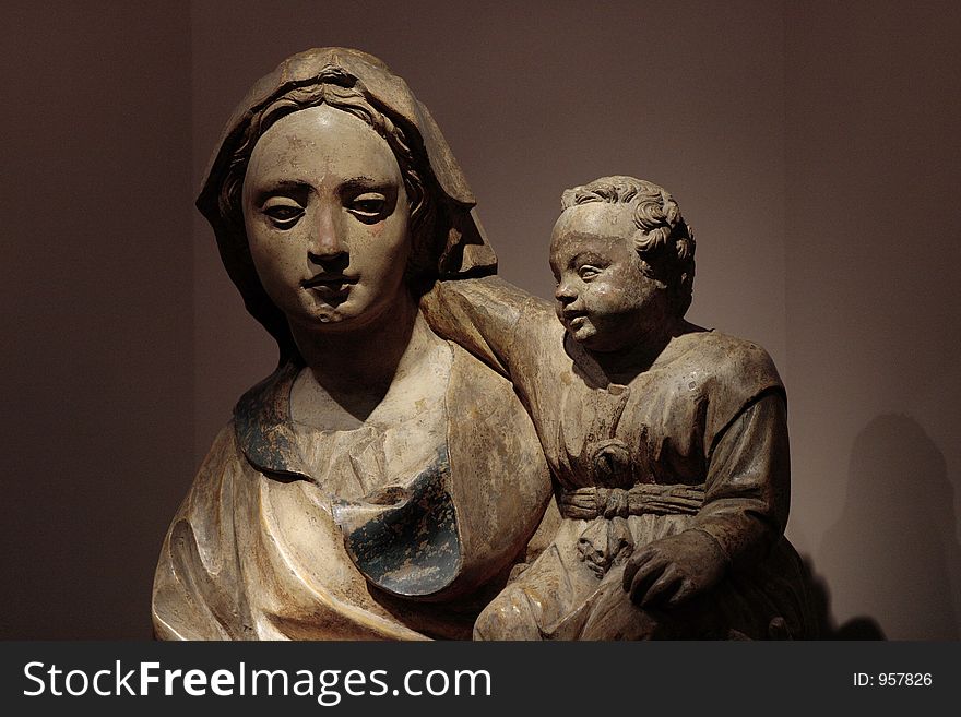 Detail of a statue of Madonna and Infant