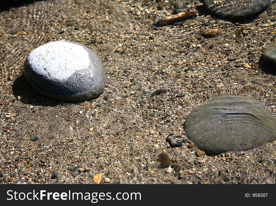 Crystal Clear River Water with Sand and Rocks