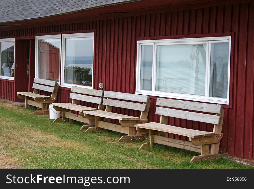 Benches On Lake Shore