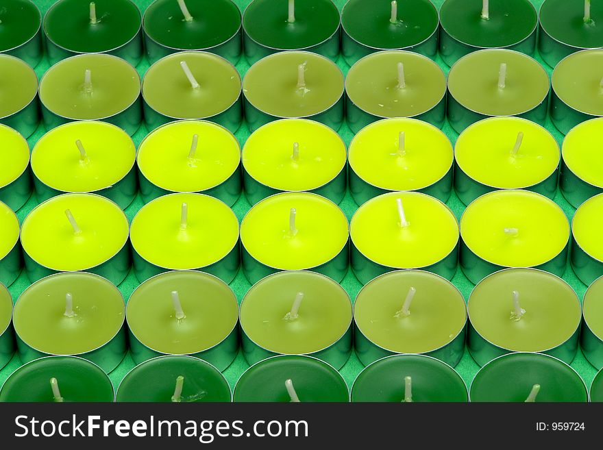 Grouping of green candles
