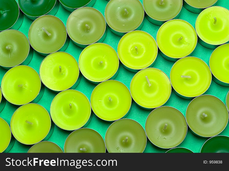 Grouping of green candles