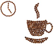 Coffee-beans Cup And Clock On White Background Royalty Free Stock Photo Coffee-beans Cup And Clock On White Background Royalty Free Stock Photo