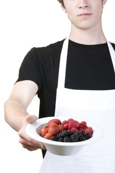 Man Holding A Single Serving Of Berries Royalty Free Stock Photography Man Holding A Single Serving Of Berries Royalty Free Stock Photography