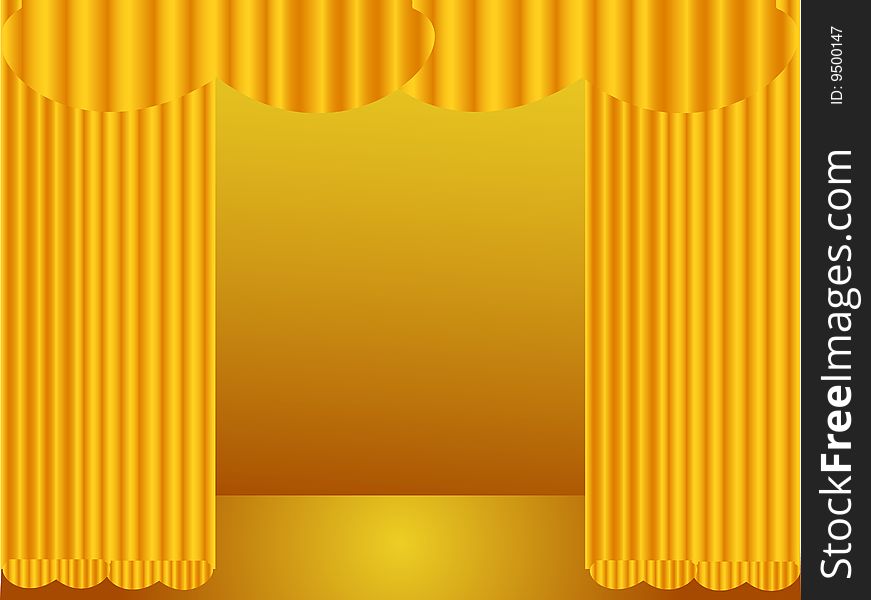Yellow curtain with yellow background. Yellow curtain with yellow background
