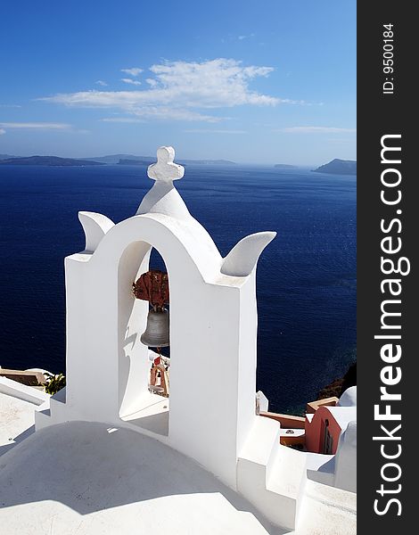 A pure white church face to aegean sea. A pure white church face to aegean sea