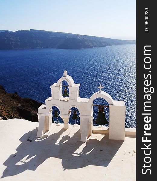 A white church face to aegean sea. A white church face to aegean sea