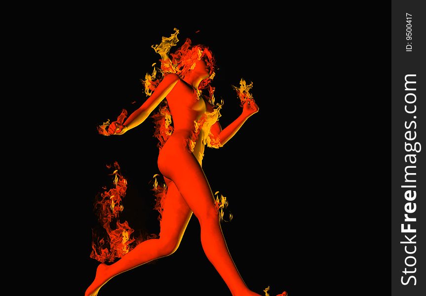 The girl running in fire