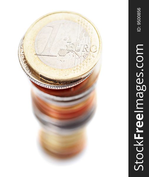 Coins stack isolated on white background