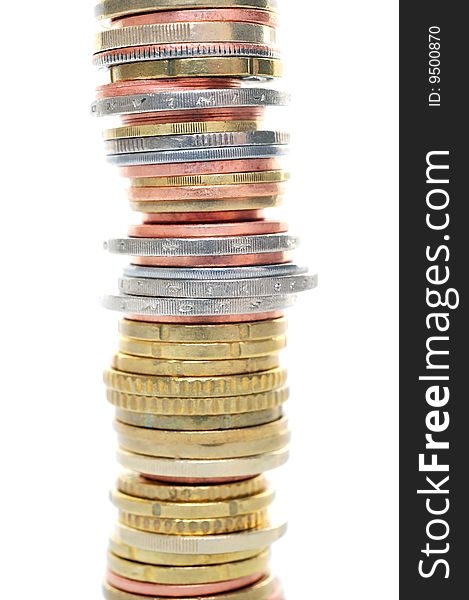 Coins stack isolated on white background