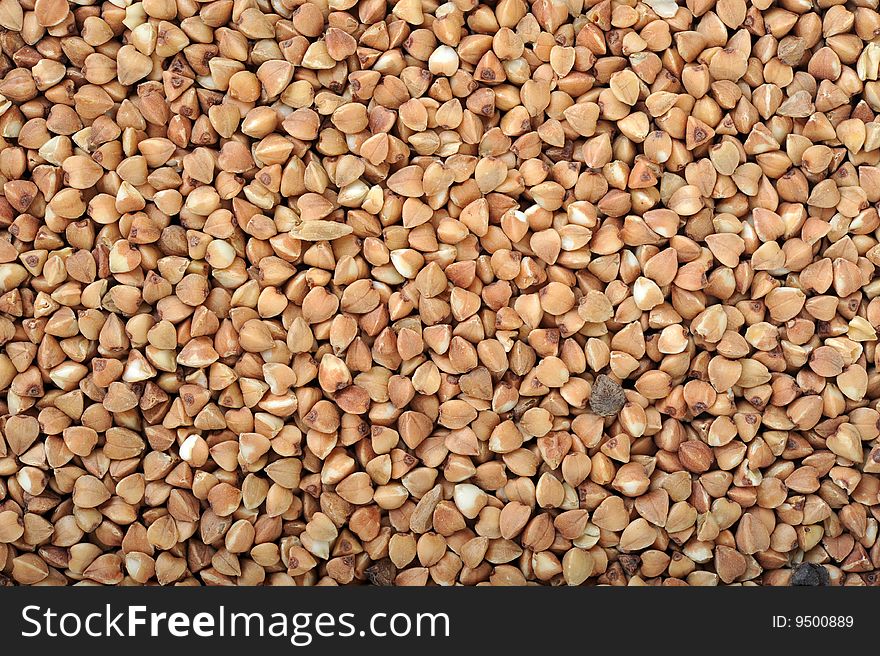 Background of many Buckwheat groats cereals seed