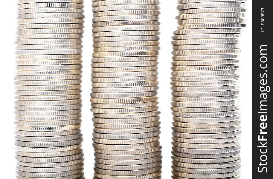 Coins stack isolated on white background