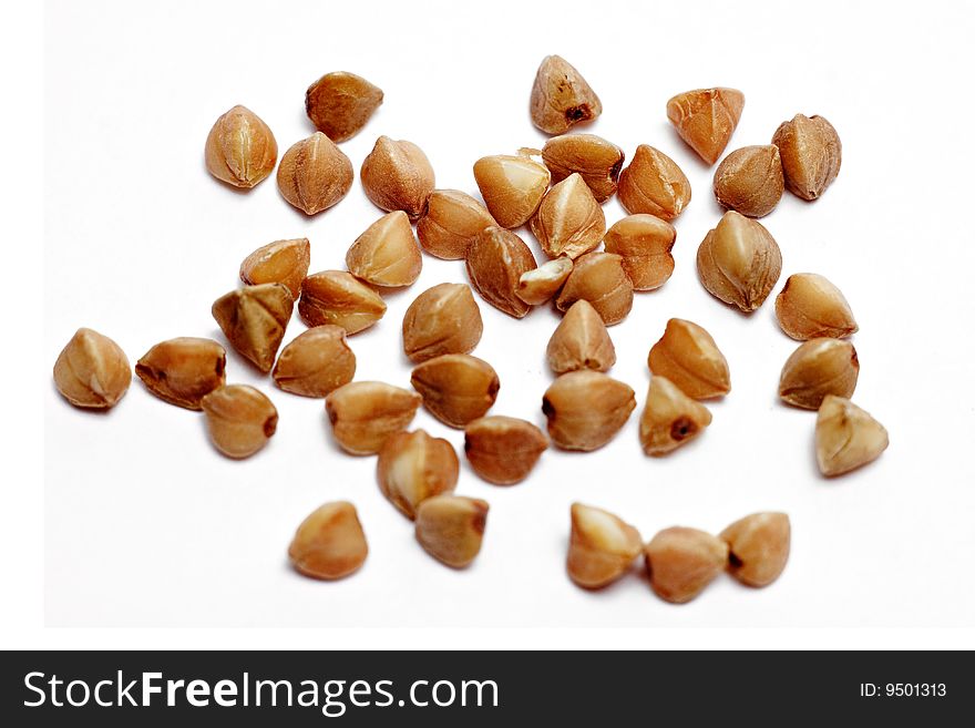 Buckwheat cereal isolated on white