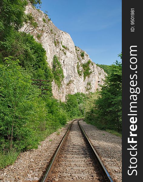 Landscape with  railway in the mountains