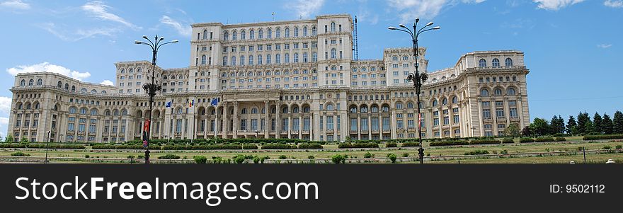 A day view of the Parliament Palace from Bucharest Romania